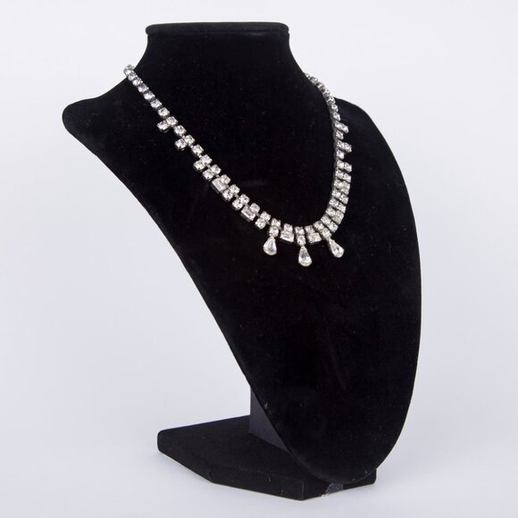 VINTAGE ART DECO 1940's STYLE RHINESTONE NECKLACE - Picture 3 of 6